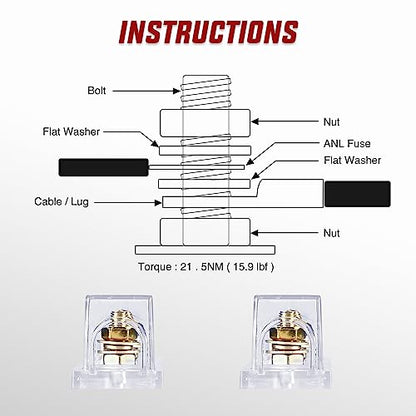 Nilight 2PCS 150A ANL Fuse Holder and ANL Fuses Electrical Protected - color: ANL Fuse, size: 150A