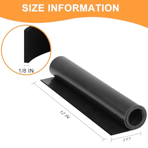 Neoprene Rubber Sheet, Solid Rubber Seal Strips for DIY Gasket Materials, Oil-Resistance, Sound Reduce and Anti-Slip for Flooring, Pads, Bumpers, Supports (12In x 1/8In x 2Ft) - size: 12In x 1/8In x 2Ft, style: No Backing Adhesive