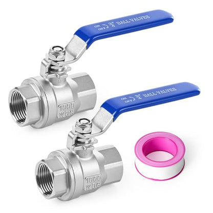 3/4" Female NPT 2-Piece Full Port Ball Valve, 2 Pack - size: 3/4 Inch