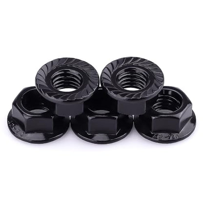 #8-32 Hex Head Serrated Flange Nuts, 304 Stainless Steel 18-8 Hexagon Head Flange Nuts for Home Automotive DIYer, Black Oxide Finish, Hex Drive, 50 PCS - size: #8-32