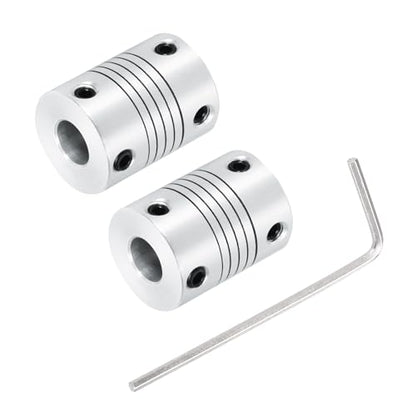 uxcell 2Pcs 5mm to 8mm Aluminum Alloy Shaft Coupling L25xD19 Flexible Coupler Beam for 3D Printer CNC Machine DIY Encoders and Motors Shaft,Silver - size: 5mm to 8mm