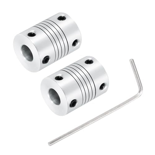 uxcell 2Pcs 5mm to 8mm Aluminum Alloy Shaft Coupling L25xD19 Flexible Coupler Beam for 3D Printer CNC Machine DIY Encoders and Motors Shaft,Silver - size: 5mm to 8mm