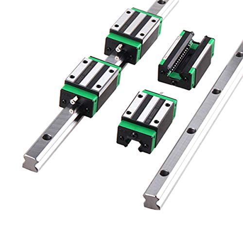 Linear Guide Rail 2 X HGR 15-1500mm Linear Slide Rail + 4 X Bearing Blocks Linear Guideway Rail for DIY CNC Routers Lathes Mills - size: 1500mm, style: Linear Rail HGR15 with Green Bearings