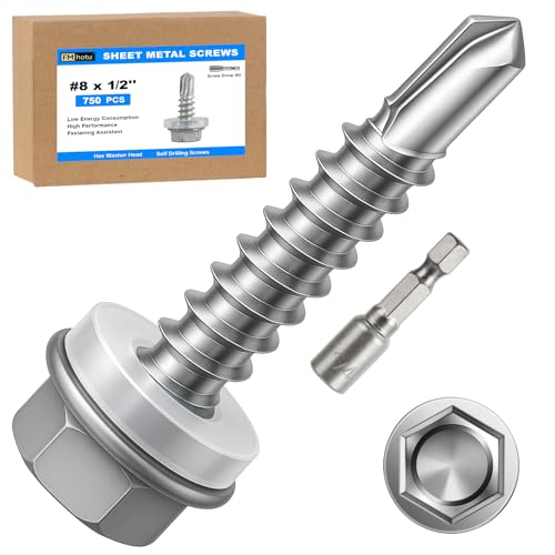 750Pcs Self Tapping Screws, Sheet Metal Screws #8x1/2 - size: #8 x 1/2", style: 750