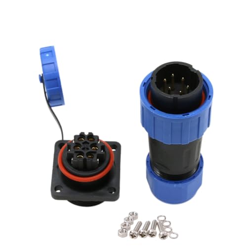 TY20 6 Pin 5A Screw Terminal Electrical Connector, Male Female Plug Socket, Bulkhead Quick-Disconnect for Outdoor Electrical Power Outdoor Device - color: Screw Mount, size: 6 Pin 5A