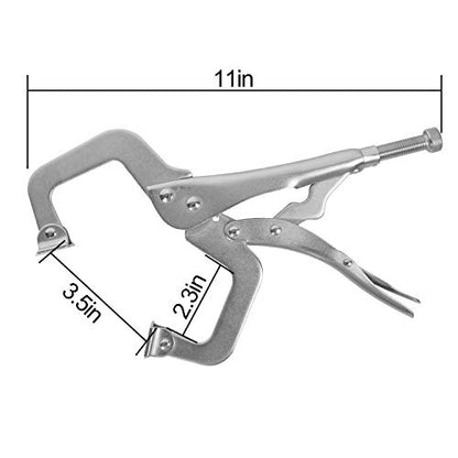 KEILEOHO 7 PCS 11 Inch Locking C Clamp, Metal C Clamps, Heavy-Duty Vise Grip Clamps, Locking Pliers Adjustable Welding Clamp for Cabinetry, Welding, Carpentry, Woodworking - size: 7 Pack