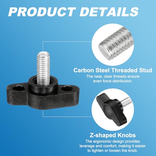 PATIKIL M5 x 10mm Tee Wing Thumb Screws, 6Pcs Carbon Steel Mechanical Handle Bolt Thumb Screws for Remove Replace Hand Clamping Tightening Knobs Power Supply, Black - size: M5 x 10mm