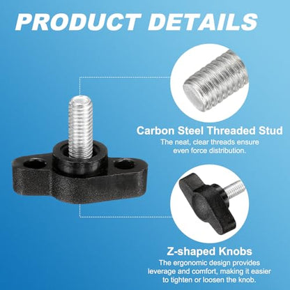 PATIKIL M5 x 10mm Tee Wing Thumb Screws, 6Pcs Carbon Steel Mechanical Handle Bolt Thumb Screws for Remove Replace Hand Clamping Tightening Knobs Power Supply, Black - size: M5 x 10mm