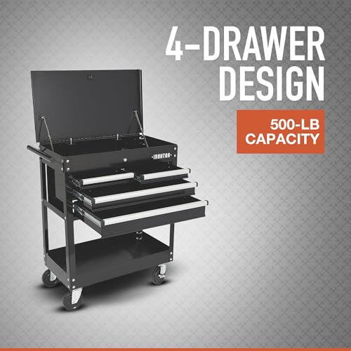 Ironton Slide-Top Mobile Tool Chest, 4 Locking Drawers, Powder-Coat - size: 4 Drawer