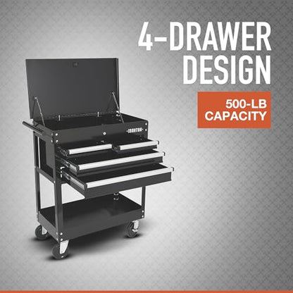 Ironton Slide-Top Mobile Tool Chest, 4 Locking Drawers, Powder-Coat - size: 4 Drawer