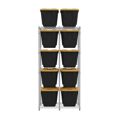 SafeRacks Bin Storage Rack with 10 Bins, 12-Gal Totes, Silver - color: Zinc