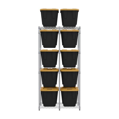 SafeRacks Bin Storage Rack with 10 Bins, 12-Gal Totes, Silver - color: Zinc