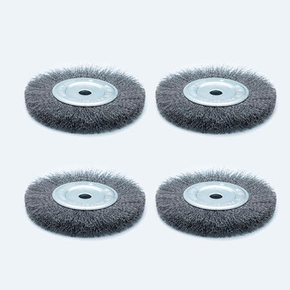 6inch Bench Wire Wheel Brush Set for Bench Grinder - Coarse & Fine Crimped Carbon Steel (0.012in & 0.008in), 1/2in & 5/8in Arbor - Rust, Burr, Paint, and Corrosion Removal (4)
