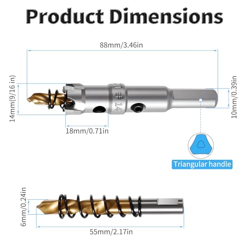 14 mm/9/16 Heavy Duty TCT Hole Saw, 0.6 inch Tungsten Carbide Tipped Hole Saw Drill Bit, Carbide Holes Cutters with Titanium-Plated Pilot Drill Bit for Metal, Iron, Wood, Steel, Plastic - size: Φ14