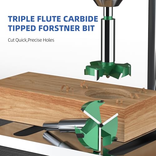 HUHAO 2-5/64" | 53mm Triple Flute Forstner Drill Bit, Tungsten Carbide Upgraded Drilling Hole Saw Woodworking Hinge Cutter Tool Kits for Wood,Plywood,Plastic,MDF - size: 53 mm
