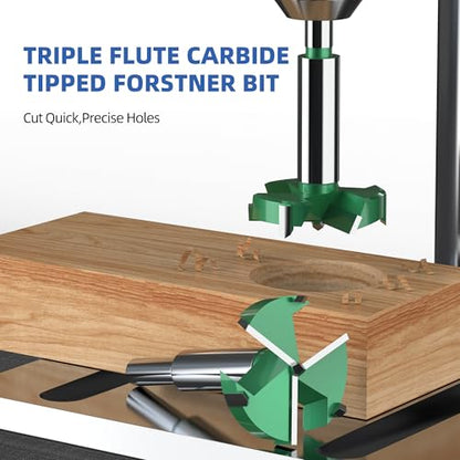HUHAO 2-3/8" | 60mm Triple Flute Forstner Drill Bit, Tungsten Carbide Upgraded Drilling Hole Saw Woodworking Hinge Cutter Tool Kits for Wood,Plywood,Plastic,MDF - size: 60 mm