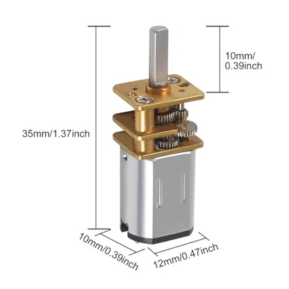 2Pcs DC 12V 1000RPM Gear Motor Full Metal Geared Mini Micro Gear with Gearwheel 1000RPM N20 Speed Reduction Motor for DIY RC Toys Robort Smart Car Motor