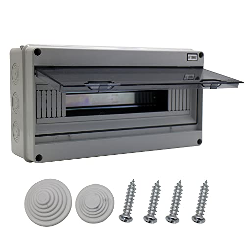 18 Din Rail Power Distribution Box Circuit Breaker Protector Cover Electrical Distribution Boxes Lid Gray with Terminal and DIN Rail for Miniature Circuit Breaker - size: 18WAY-365mmx200mmx108mm