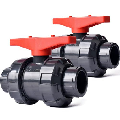 2PCS 3/4" PVC Union Ball Valve, UPVC Full Flow Ball Valve, Rated at 230 PSI, U.S. ASTM EPDM O-Rings and Reversible PTFE Seats, 3/4 Inch Socket for Water System - size: 3/4" (2Pcs)