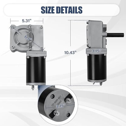 600W 60:1 0.8HP Electric Tarp Motor for Dump Trucks up to 28' Length, Universal Tipper Truck Canopy Motor for Dump Truck Tarp System with Chrome Housing Cover- 12V DC, 60RPM(+/-6RPM)- 5 Years Warranty - size: 600w 60:1