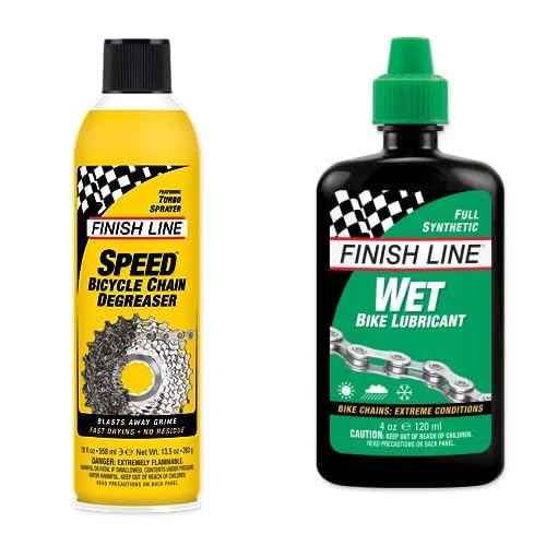 Finish Line Speed Bike Degreaser 18oz and Dry Bike Chain Lubricant with Squeeze Bottle 4oz Bundle Pack