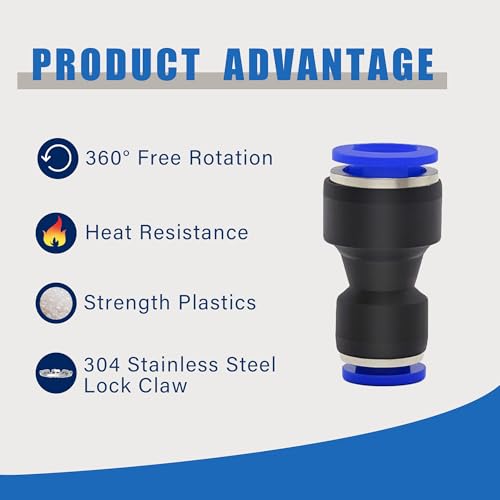 60PCS Quick Connect Reducer Air Fitting 4/6/8/10/12mm Kit