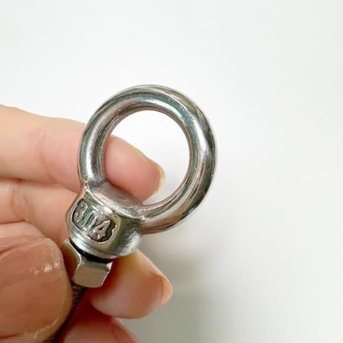 304 Stainless Steel Eye Bolt, 5 PCS M6 Heavy Duty Lifting Ring 1.6" Threaded Eyebolt Shoulder Eye Bolts with Nuts and Flat Washers(Thread Length 40mm) - size: m60x40(5pcs)