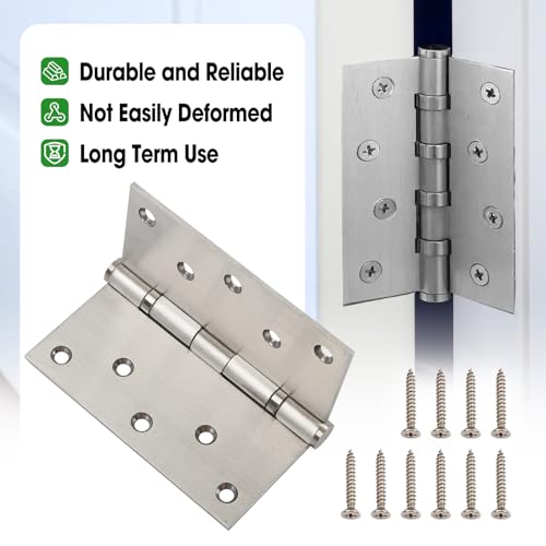 4 Pcs 5 Inch Heavy Duty Door Hinges 5x5 Stainless Steel Ball Bearing - size: 4 Pcs