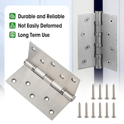 4 Pcs 5 Inch Heavy Duty Door Hinges 5x5 Stainless Steel Ball Bearing - size: 4 Pcs