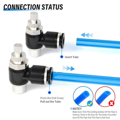 TAILONZ 1/4" x 1/4" NPT SL-1/4-N2 Elbow Flow Control Valve 3Pcs - size: 1/4"OD1/4"NPT