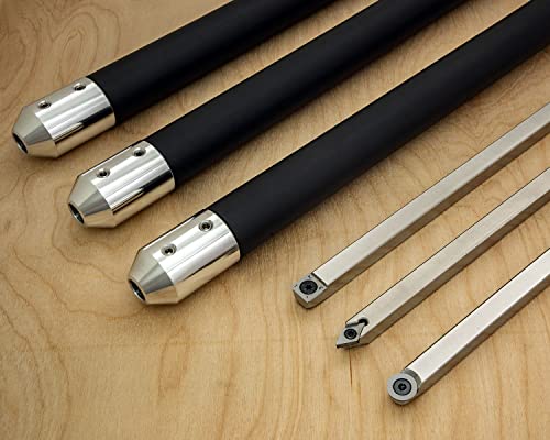 Simple Woodturning Tools Carbide Lathe Turning Tool Set of 3 Full Size with 17" Foam Grip Handles, USA Made