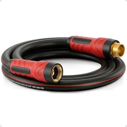 Garden Hose 6ft x 5/8", NON-EXPANDABLE Heavy Duty Premium Flexible Hose - color: Red, size: 6ft