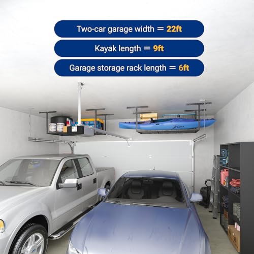 FLEXIMOUNTS 3x6 Overhead Garage Ceiling Storage Rack, 2 Pack, Hammertone - color: Hammertone, size: 3x6 ft