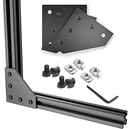 4pcs 3030 Series Aluminum Extrusion Connector Plate Set,Black L Shape 3030 Aluminum Profile Corner Bracket Joint Plate with 20pcs T Nuts and Screws,for T Slot Aluminum Extrusion Profile - style: 4Sets L Black with Screws