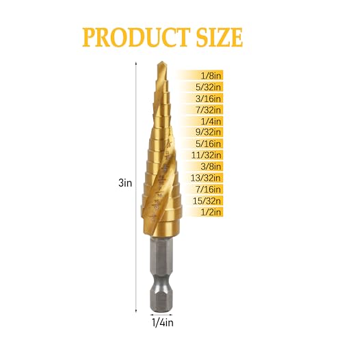 1/8" to 1/2" Cobalt Step Drill Bit for Dewalt DWA1783IR - size: DWA1783IR