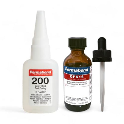 Maven Adhesive Kits (Permabond 200) High Viscosity Cyanoacrylate Adhesive, Fast-Setting Professional Grade CA Glue (Glue + Accelerator, 1oz) - style: Glue + Accelerator