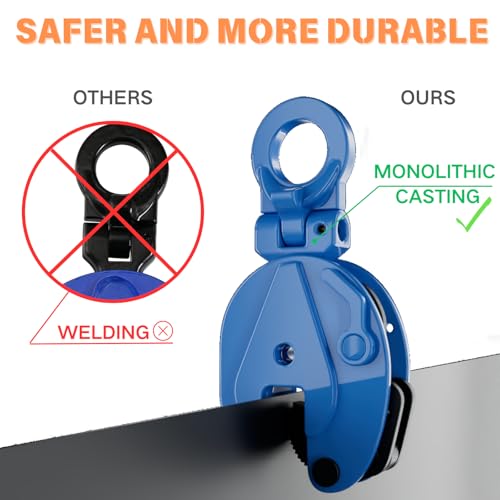 Vertical Plate Clamp, 1 Ton/2200lbs, 0.8" Jaw Opening, GS Certified - size: 2200 lbs