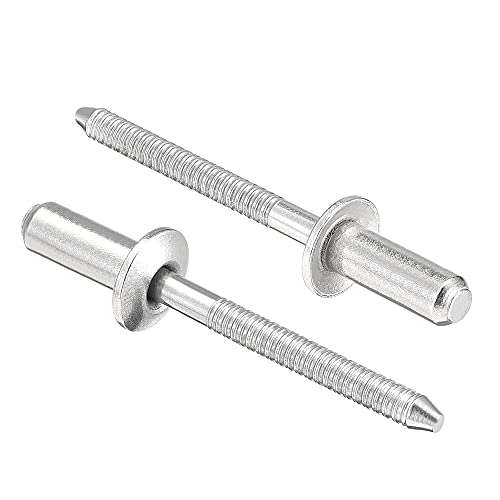 uxcell Blind Rivets, 304 Stainless Steel Pull Rivets Core Decoration Rivets 4.8mm Diameter 13mm Grip Length Close End Silver Tone, 50pcs - size: 4.8mm x 13mm
