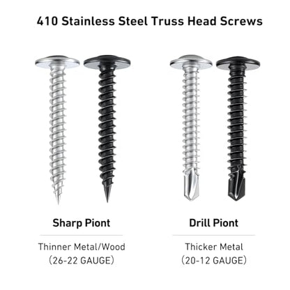 #10×2" Wood Screws Phillips Modified Truss Head Quick Metal,60Pcs Self Tapping Screws Stainless Steel 410,Black Zinc Plated with Driver Bit - color: Black Self Tapping, size: 10x2"