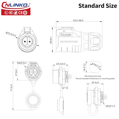 CNLINKO IP68 Circular Panel M16 Plastic 3 Pin Plug and Socket Electrial Waterproof Auto Wire Harness Solder with Cover for Power Equipment DC/AC Welding Connector (3 Pin) - size: 3 Pin, style: Single-Hole Set/Plug without Cable