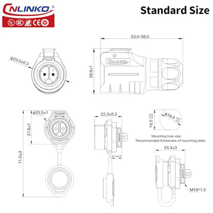 CNLINKO IP68 Circular Panel M16 Plastic 3 Pin Plug and Socket Electrial Waterproof Auto Wire Harness Solder with Cover for Power Equipment DC/AC Welding Connector (3 Pin) - size: 3 Pin, style: Single-Hole Set/Plug without Cable