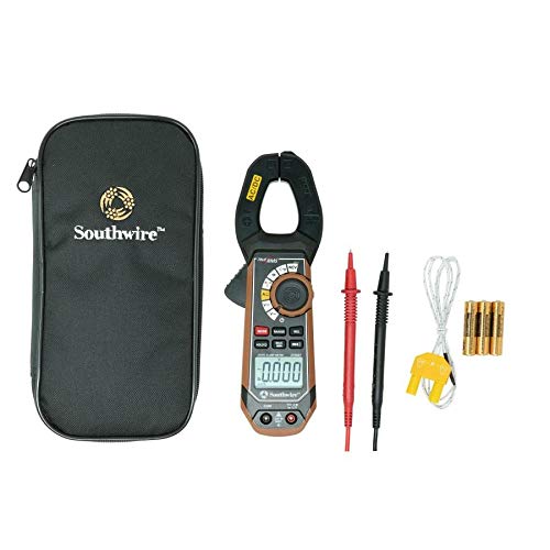 Southwire Clamp Meter - True RMS Accuracy for Precise AC/DC Measurement - Built-In Voltage Tester - Third-Hand Probe Holder - CAT III 600V Safety Rated