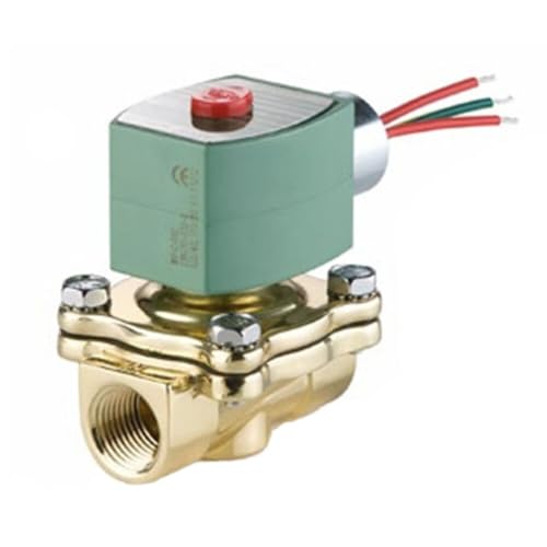 ASCO 8210G002-120/60,110/50 Brass Body Pilot Operated General Service Solenoid Valve, 1/2" Pipe Size, 2-Way Normally Closed, Nitrile Butylene Sealing, 5/8" Orifice, 4 Cv Flow, 120V/60 Hz, 110V/50 Hz