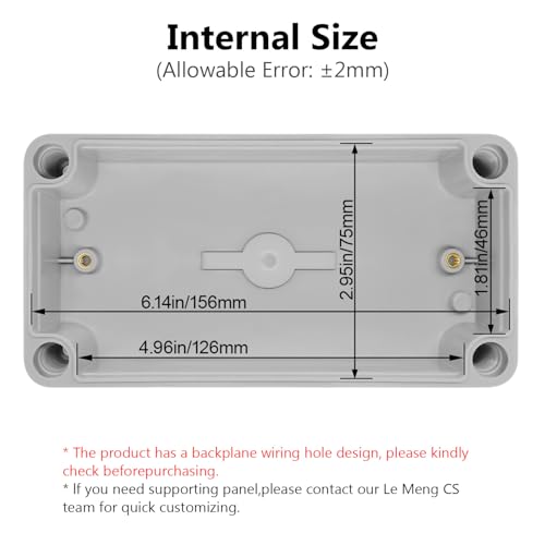 LeMotech Junction Box IP67 Waterproof Dustproof ABS Plastic Project Box for Electrical Outdoor Enclosure Gray 6.3 x 3.1 x 2.2 inch (160 x 80 x 55 mm),2 Pack - size: 6.3" x 3.1" x 2.2" (2pc)