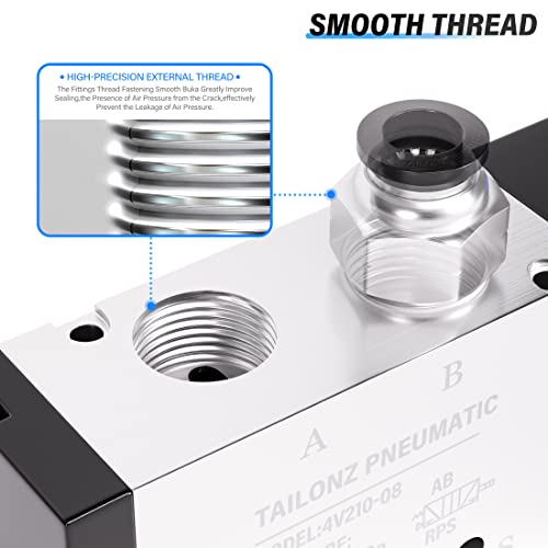 TAILONZ 1/4"NPT DC24V Solenoid Valve 2Position 5Way Outlet wire 4V210-08 - color: DC24V, size: 2 Position 5 Way-1/4"NPT