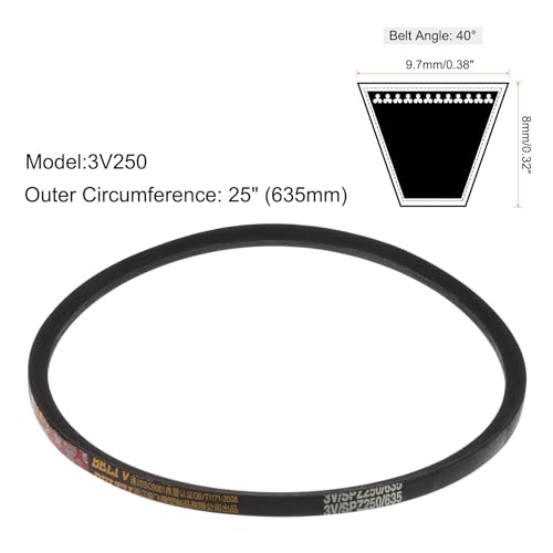 uxcell 3V250 Rubber V Belt 25" Length x 0.38" Width x 0.31" Thick, Industrial Power Transmission Belt - size: 25" Length