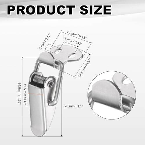 PATIKIL 4 Pcs Stainless Steel Spring Loaded Toggle Latch, 1.4" Tool Box Catch Hasp Clamp Lock with Mounting Screws for Cabinet Door Barn Wooden Case Chest - size: 1.4"