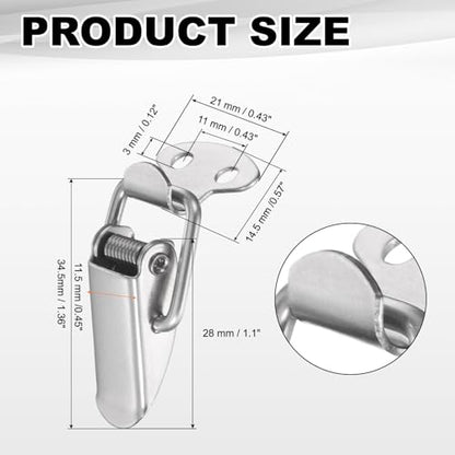 PATIKIL 4 Pcs Stainless Steel Spring Loaded Toggle Latch, 1.4" Tool Box Catch Hasp Clamp Lock with Mounting Screws for Cabinet Door Barn Wooden Case Chest - size: 1.4"