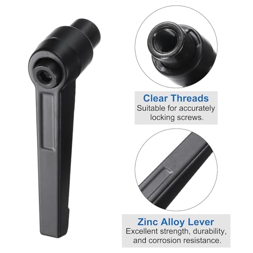 uxcell 4pcs Clamping Lever Adjustable Handles M8 Metric Female Thread Level Handle Hand Knobs Quick Release Black for Lathe Machinery - size: M8
