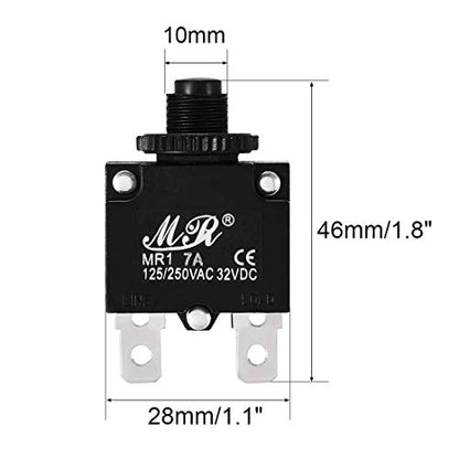 uxcell 2Pcs Thermal Overload Protector AC 125/250V 7A Push Button Reset Circuit Breaker
